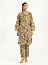 Beige Floral 2 Piece Stitched Suit for Women