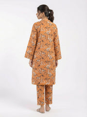 Rust Orange Floral 2 Piece Stitched Suit for Women