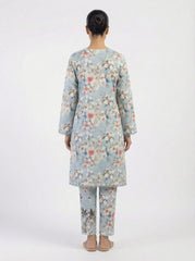 Powder Blue Floral 2 Piece Stitched Suit for Women
