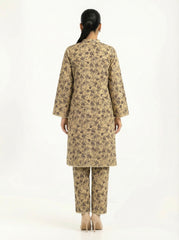 Beige Floral 2 Piece Stitched Suit for Women