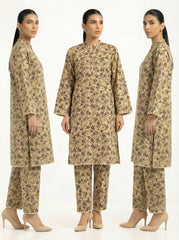 Beige Floral 2 Piece Stitched Suit for Women