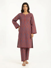Rust Blue Printed 2 Piece Stitched Suit for Women