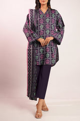 Saya Unstitched Printed Lawn – Deep Purple Block Print Design