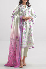 SAYA Unstitched Printed Lawn Suit – Mint Green & Lilac Floral
