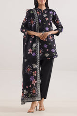 Saya Unstitched Printed Lawn – Black Floral Contrast Design