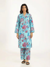 Sky Blue Floral 2 Piece Stitched Suit for Women