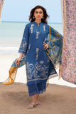 Sahar Unstitched 3-Piece Embroidered Lawn Suit with Silk Dupatta – Royal Blue