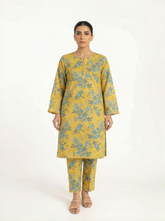 Mustard Floral Printed 2 Piece Lawn Suit for Women