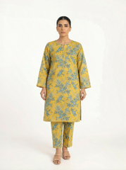 Mustard Floral Printed 2 Piece Lawn Suit for Women