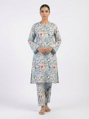 Powder Blue Floral 2 Piece Stitched Suit for Women