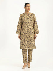 Beige Floral 2 Piece Stitched Suit for Women