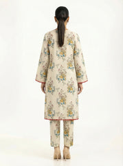 Cream Floral Red Trim 2 Piece Stitched Suit for Women