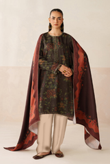 Baroque Lawn Collection 2025 – Premium Unstitched 3 Piece | Brown Floral Printed Suit