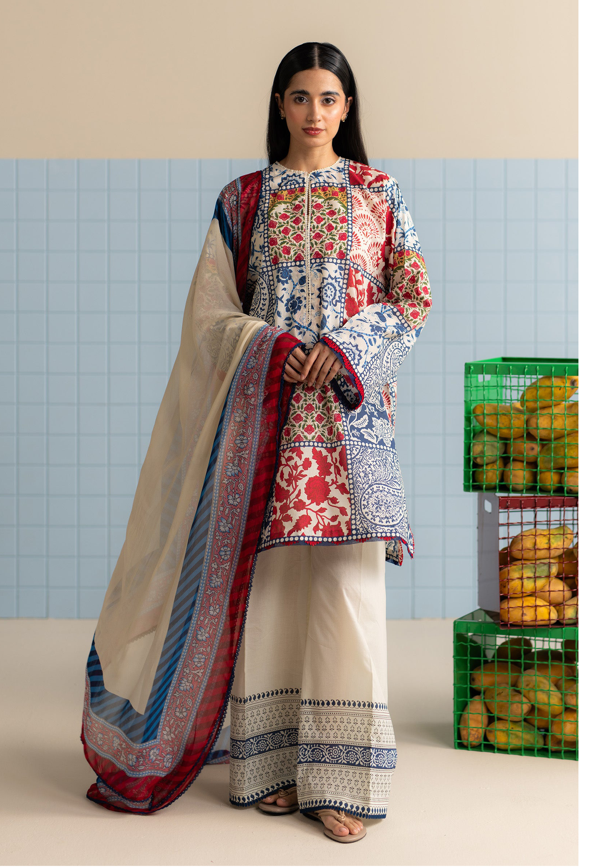 Zara Shahjahan – Multicolor Patchwork Printed Lawn 3 Piece Suit