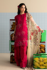 Zara Shahjahan Printed Lawn – Elegant Pink Floral 3-Piece Suit