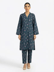 Teal Green Floral 2 Piece Stitched Suit for Women