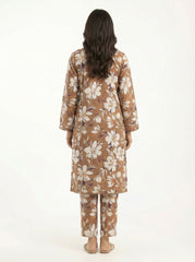 Brown Floral 2 Piece Stitched Suit for Women