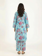 Sky Blue Floral 2 Piece Stitched Suit for Women